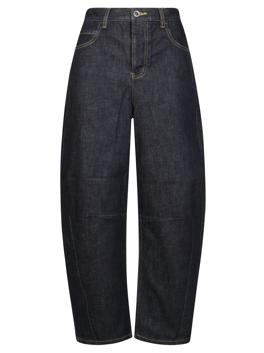 Self-Portrait Cropped Wide-Leg Blue Jeans