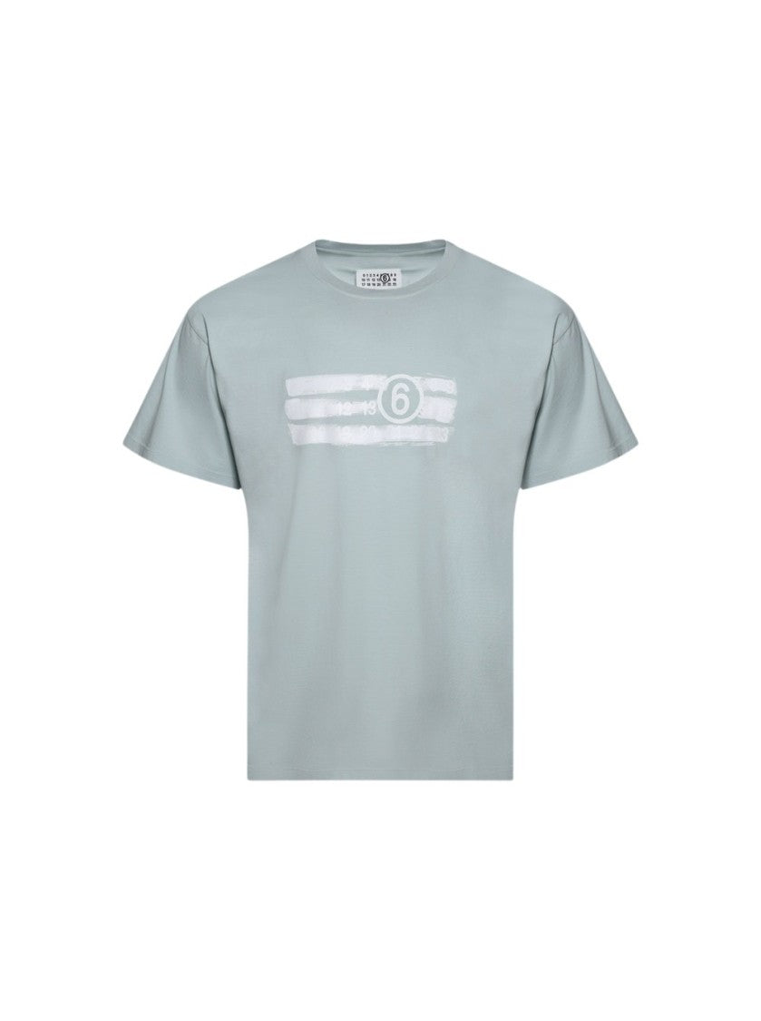 Mm6 By Maison Margiela Logo Tee Blue Grey