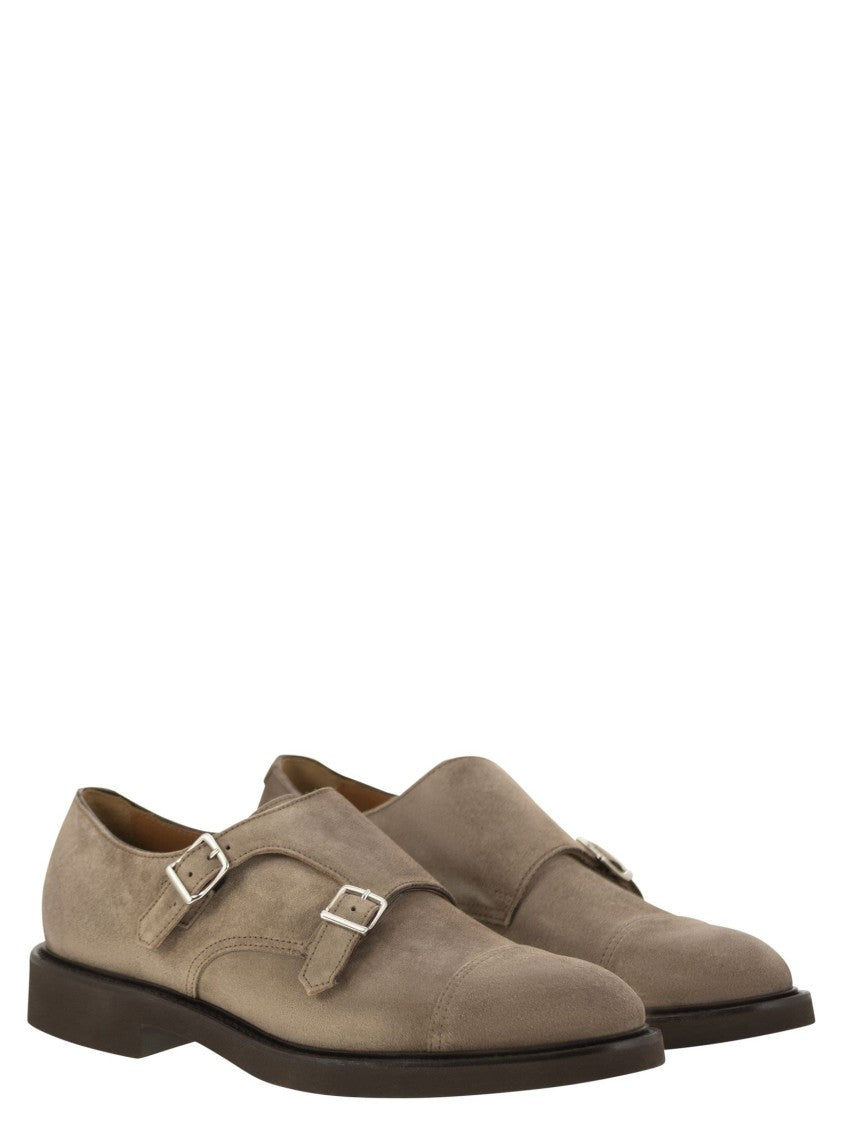 Doucal's Double Suede Buckle Shoes With Tone-On-Tone Stitching