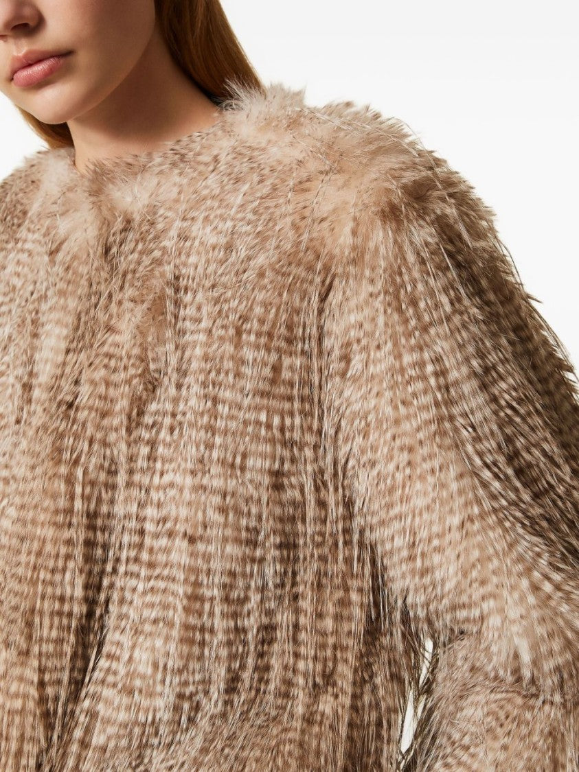 Twin-Set Textured Casual Jacket With Feather-Like Appearance
