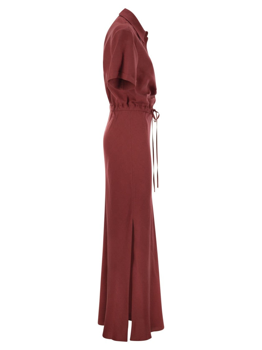 Brunello Cucinelli Fluid Viscose And Linen Twill Dress