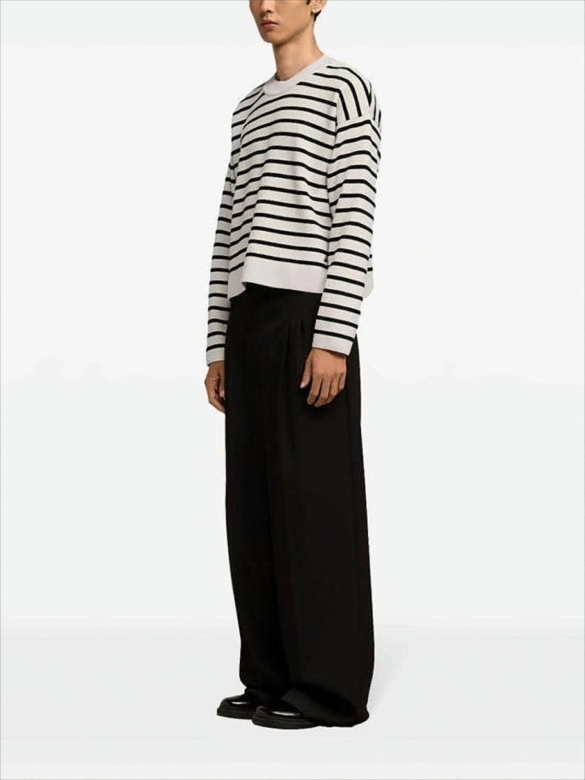 Ami Cropped Sweater With Classic Stripe Pattern