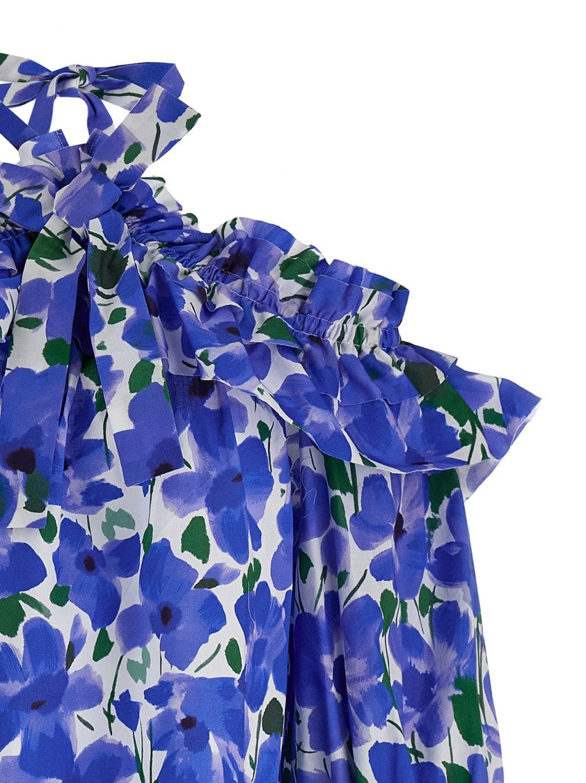 Carolina Herrera Floral-Print Off-The-Shoulder Top With 3D Ruffle Details