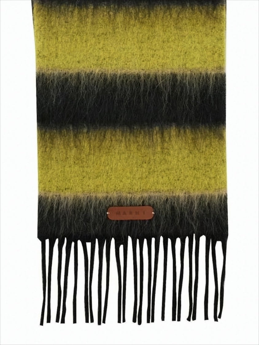 Marni Bold Striped Long Scarf With Fringed Tassels
