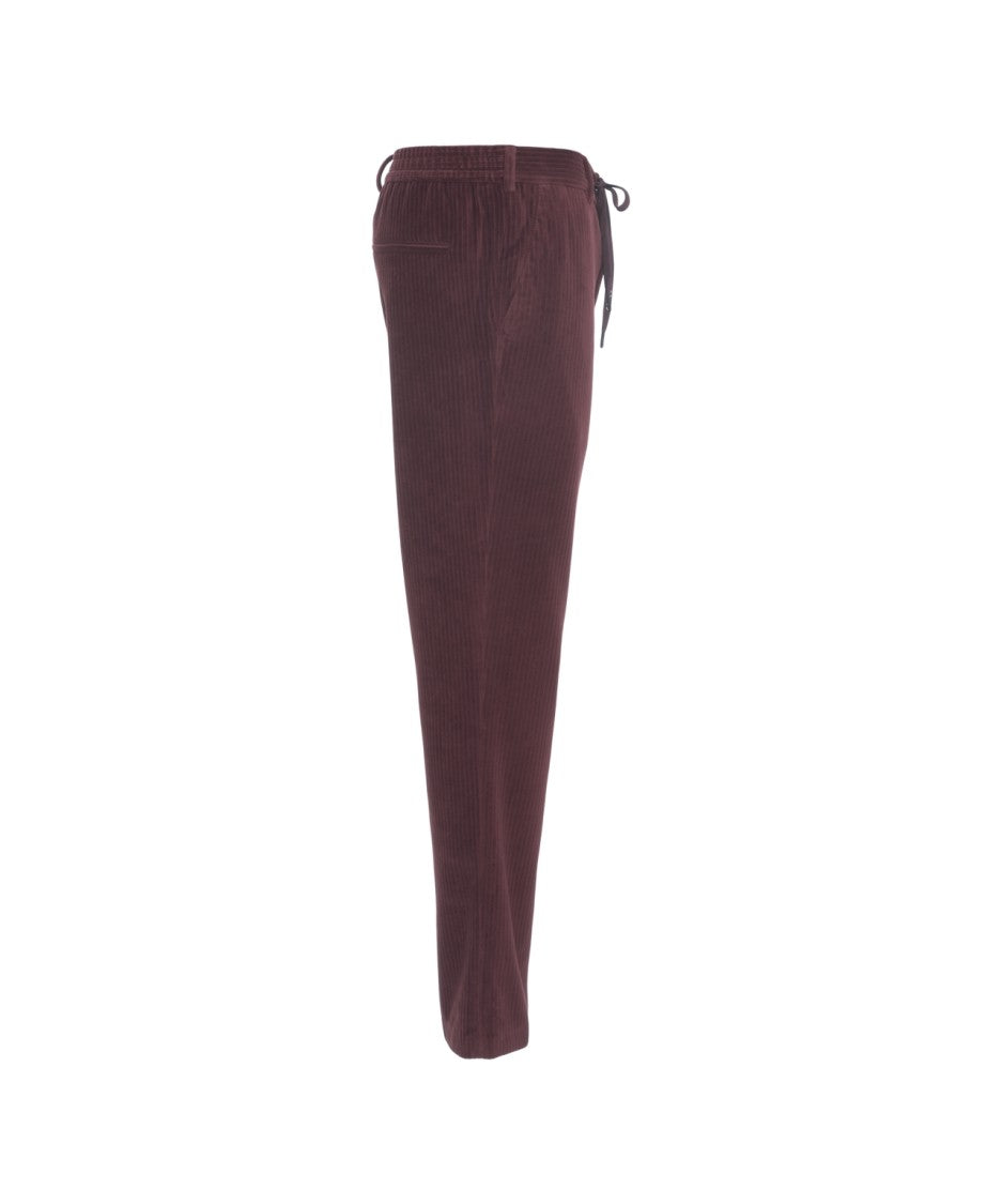 Circolo 1901 Slim Fit Casual Trousers With Ribbed Texture And Drawstring Waist