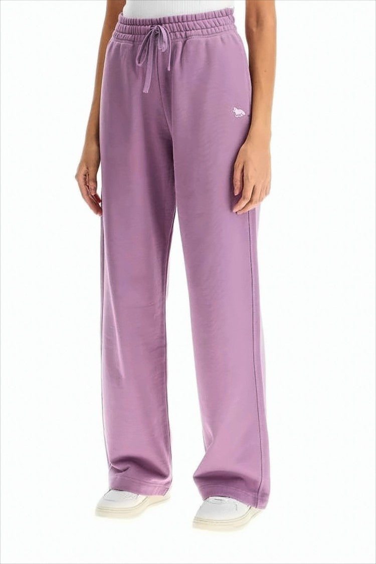 Maison Kitsuné Wide-Leg Jogger Pants With Adjustable Waistband And Embroidered Detail