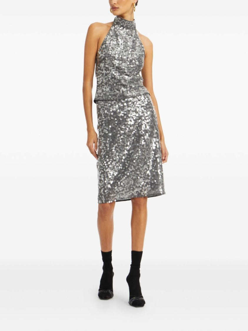 Rotate Halter Neck Top With Sequin Embellishments