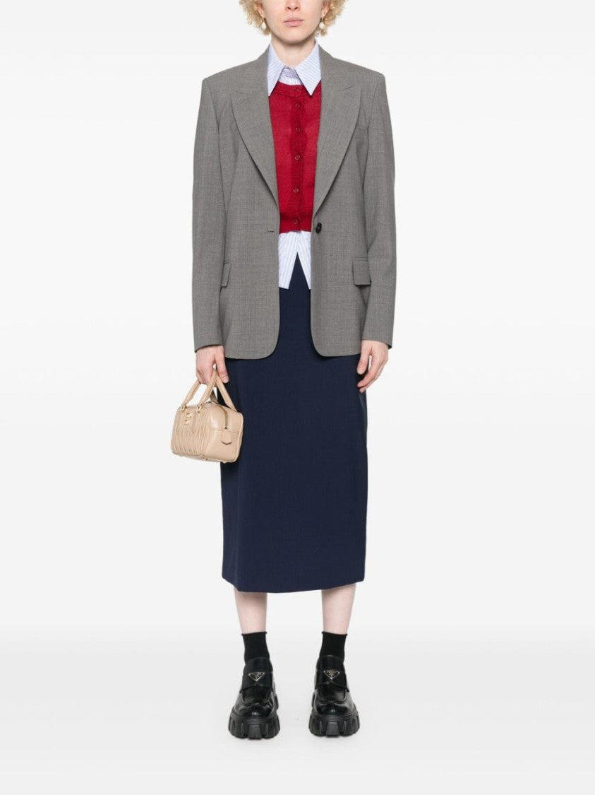 Msgm Navy Blue Classic Long Skirt