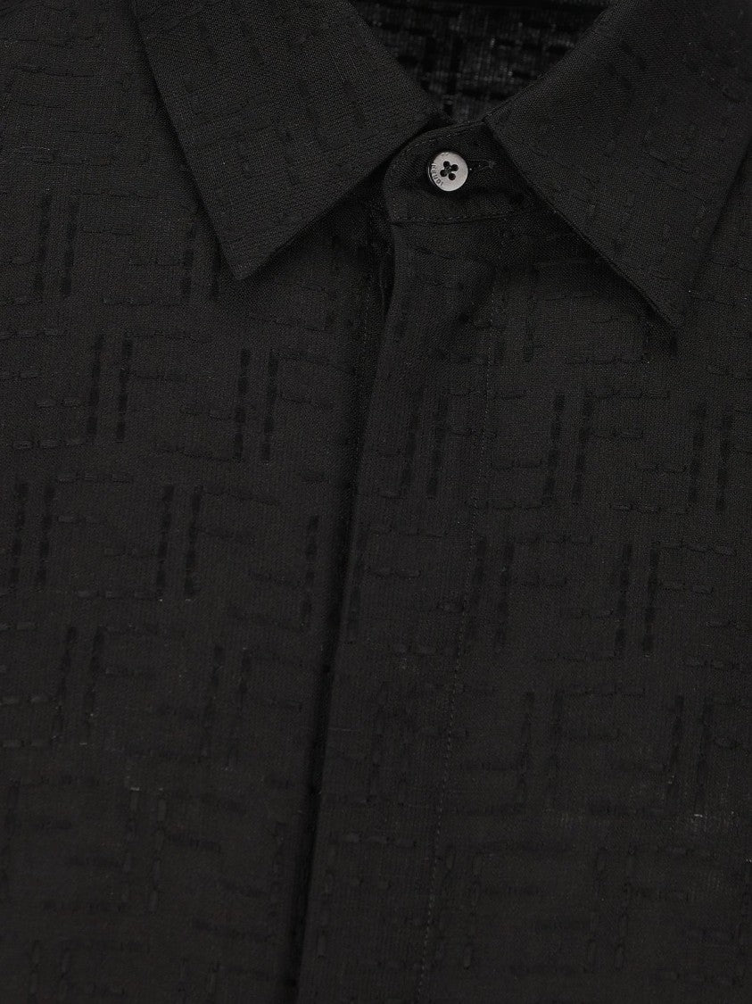 Fendi Minimalist Black Shirt With Structured Collar