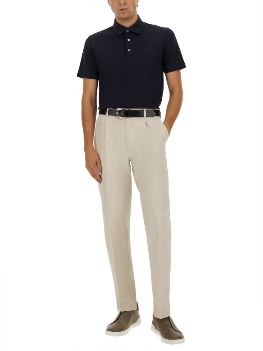 Zegna Classic Black Cotton Polo Shirt