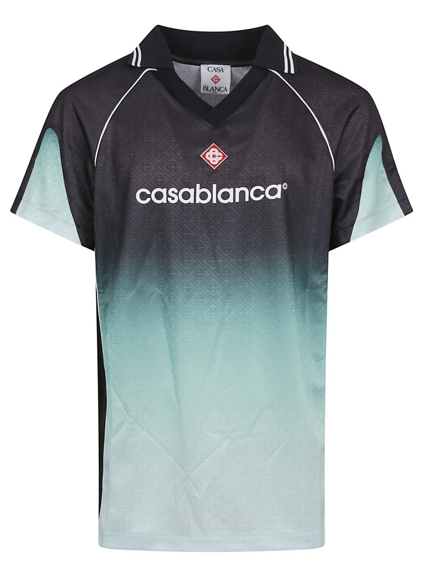 Casablanca Gradient V-Neck T-Shirt With Geometric Pattern
