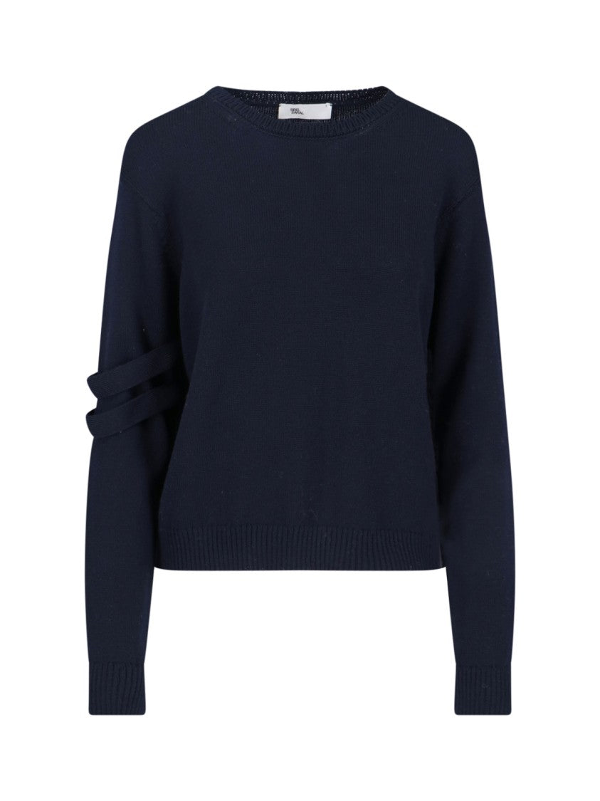 Sibel Saral Double Strap Detail Sweater With Cropped Fit And Ribbed Cuffs