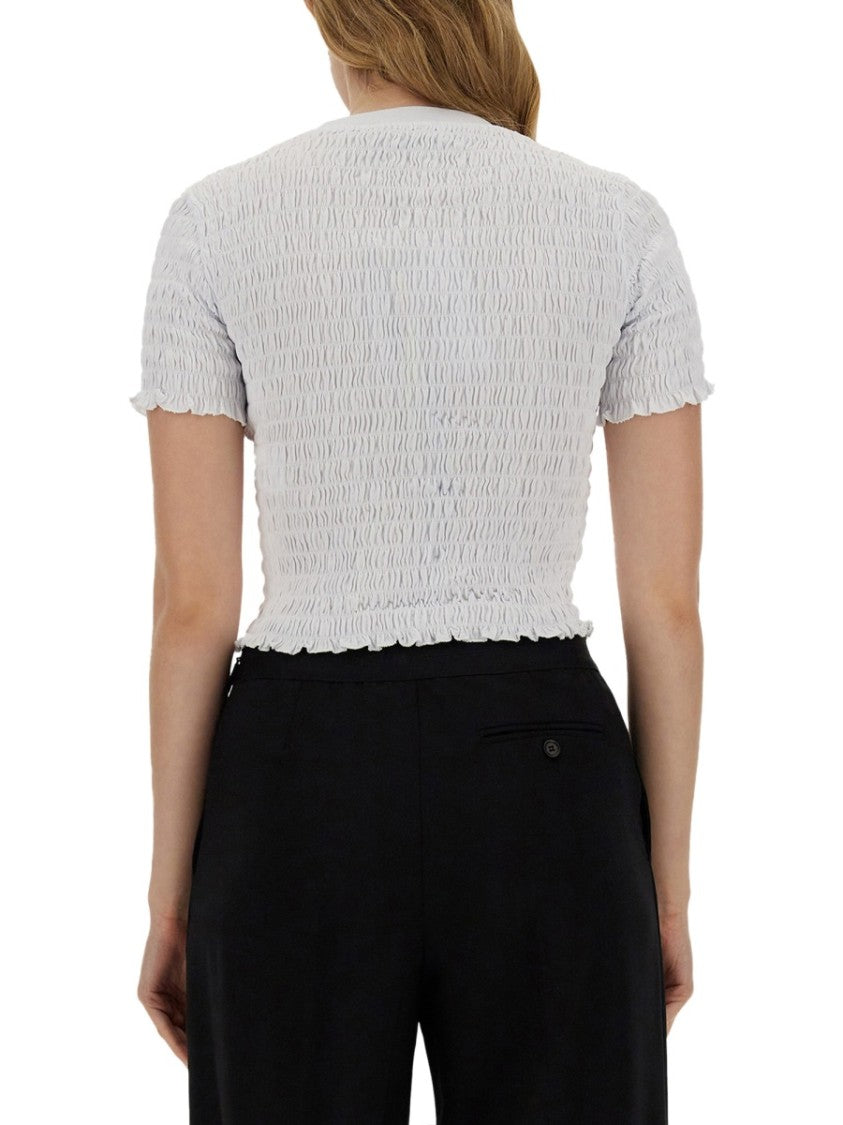 Msgm Cropped T-Shirt With Logo