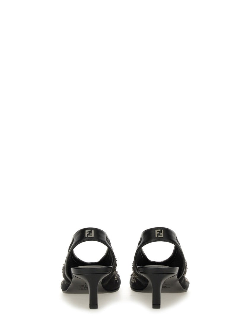 Fendi Intricate Floral Embroidery Slingback Shoes