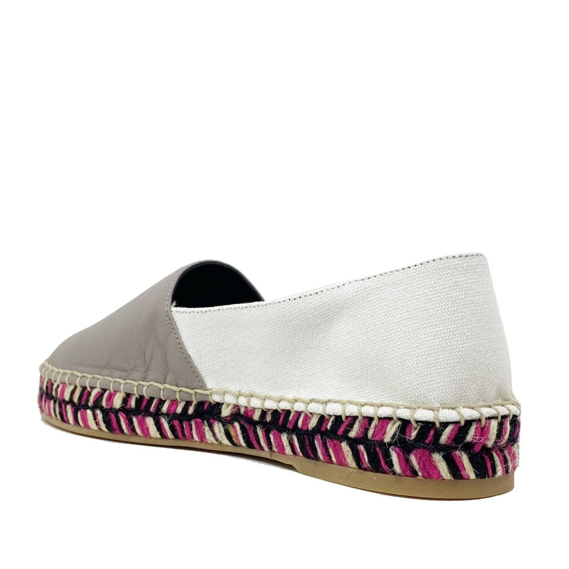 Off-White Leather Espadrilles With Canvas Detailing