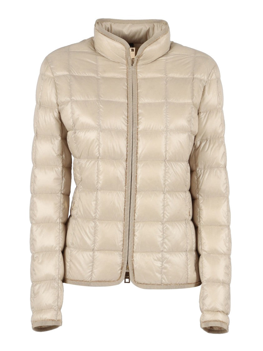 Fay Light Feather Jacket With Grooved Edges And Chain