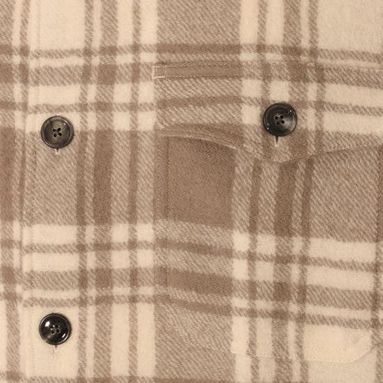 Ami Beige And Cream Plaid Long-Sleeve Shirt With Buttoned Cuffs