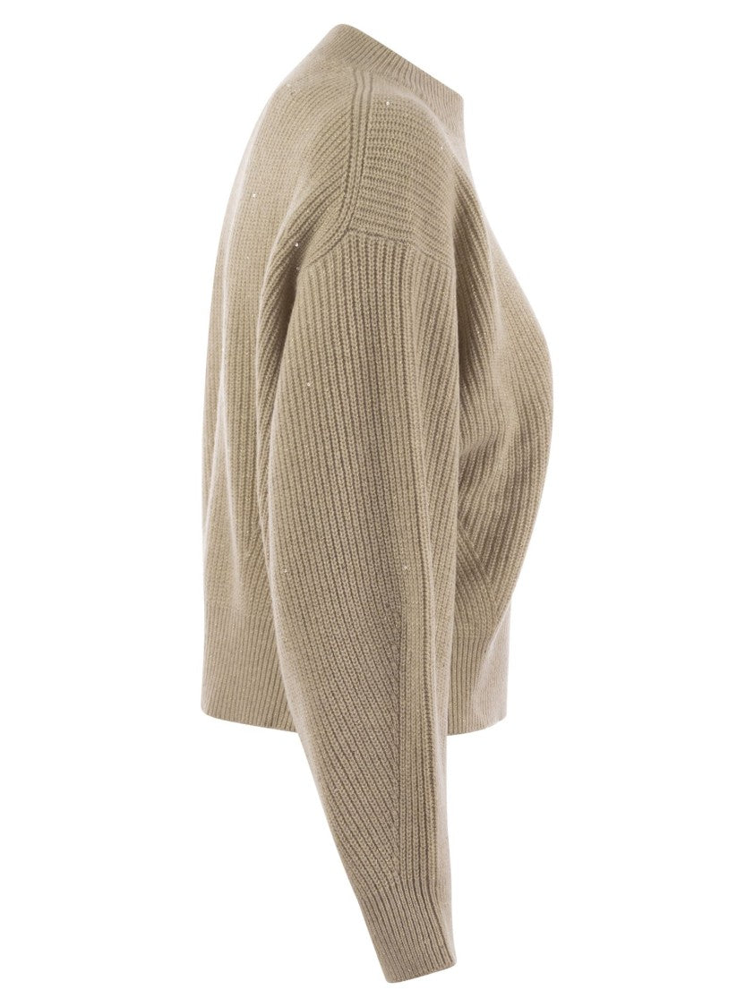 Brunello Cucinelli Dazzling Ribbed Sweater In Cashmere And Wool