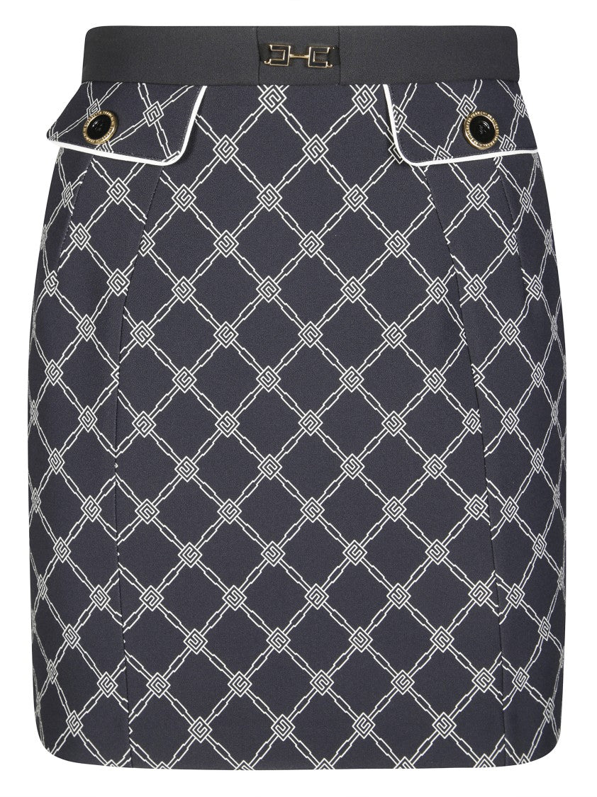 Elisabetta Franchi Mini Skirt With Geometric Chain-Link Pattern