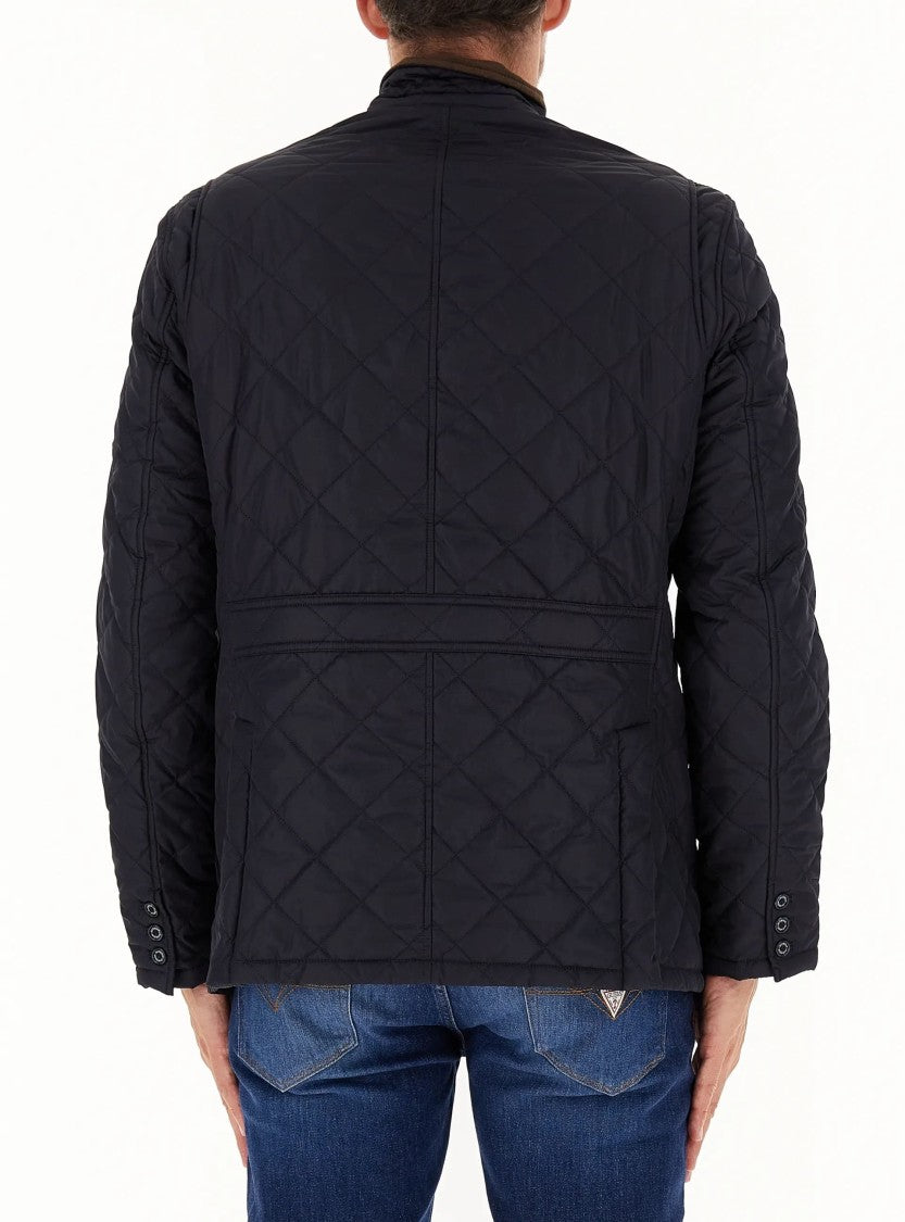 Barbour Quilted Casual Jacket With Double Zipper And Logo Buttons
