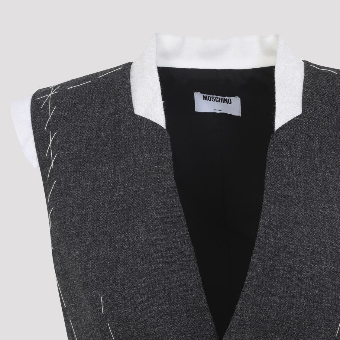 Moschino Tailored Grey Wool Waistcoat