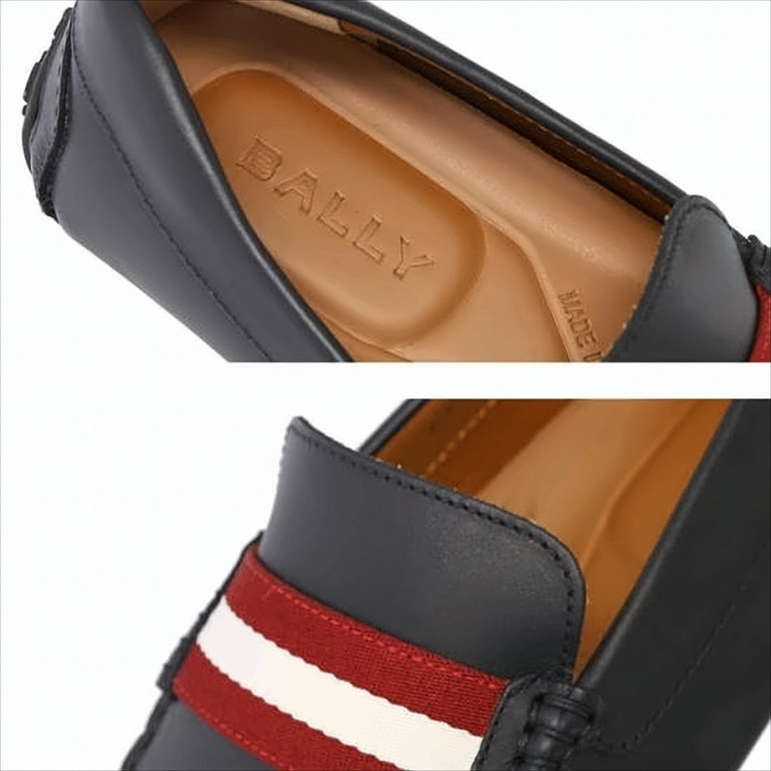 Bally Black Leather Loafers With Red