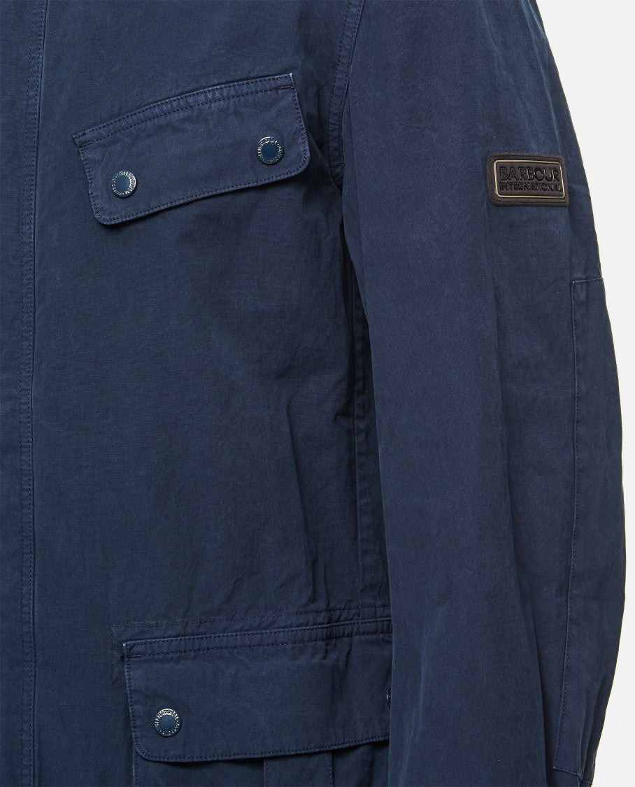 Barbour Front Button Closure Jacket With Ribbed Collar