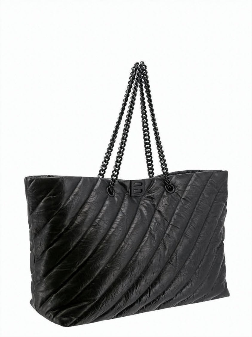 Balenciaga Quilted Calfskin Leather Shoulder Bag With Chain Handles