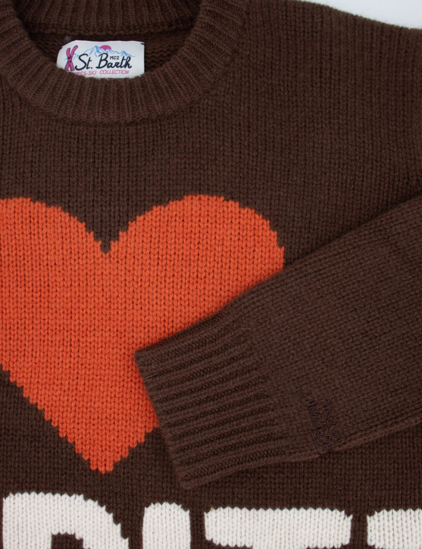 Mc2 Saint Barth Cropped Knitted Jumper With Heart Motif