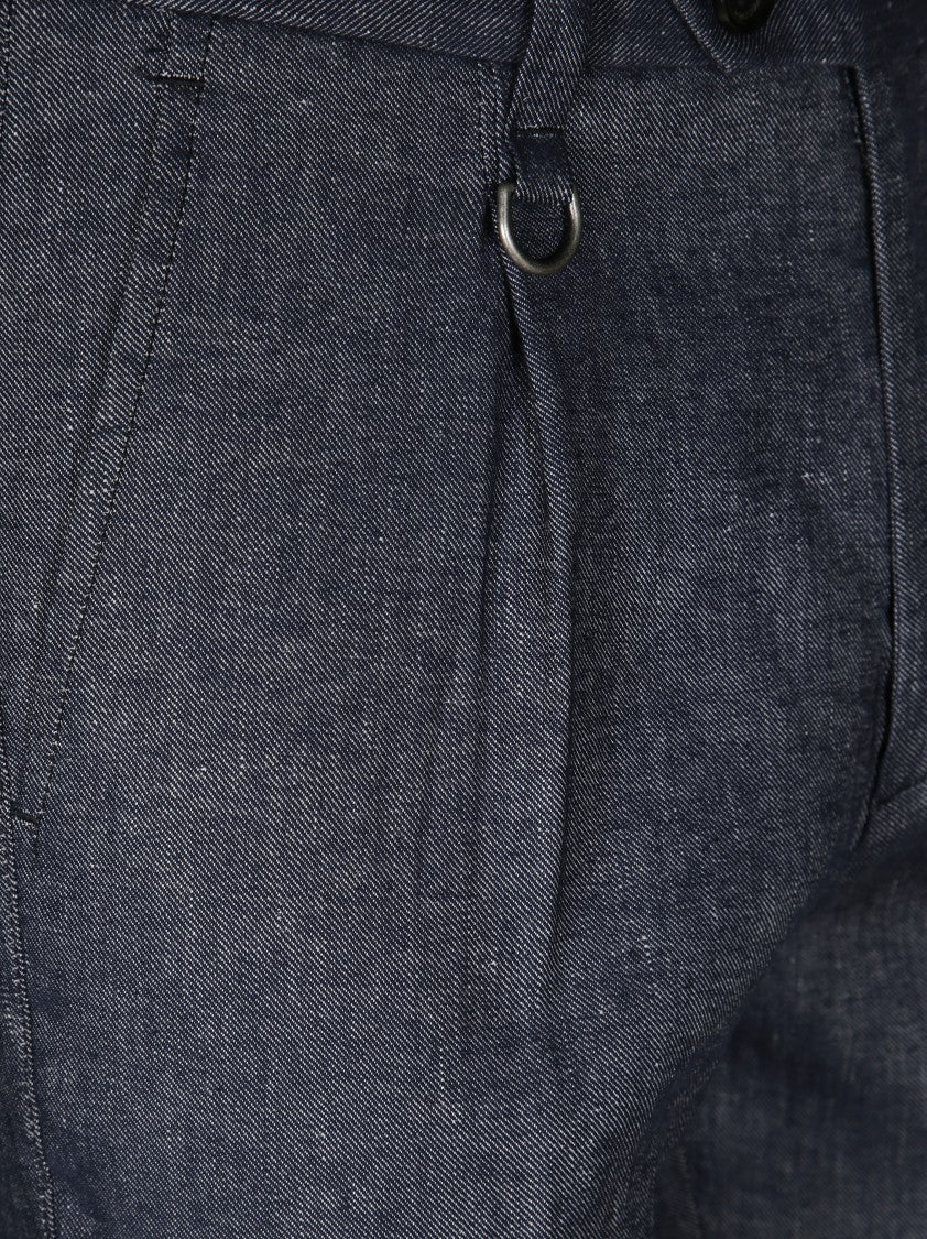 Paolo Pecora Tailored Grey Linen-Blend Trousers With Pleats