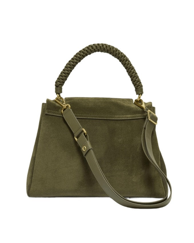 Orciani Medium Nubuck Leather Handbag With Magnetic Flap Closure