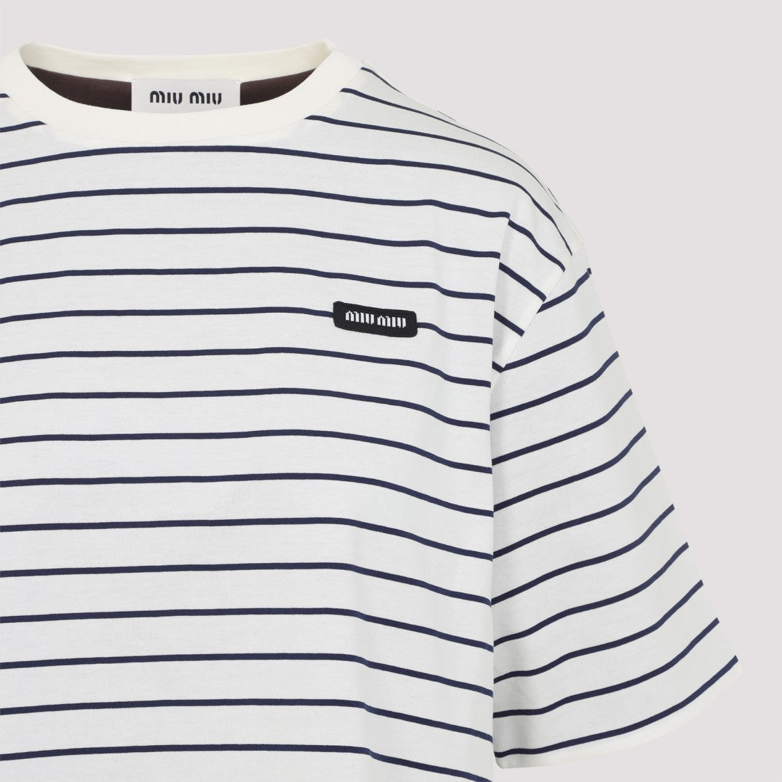 Miu Miu White And Blue Cotton T-Shirt