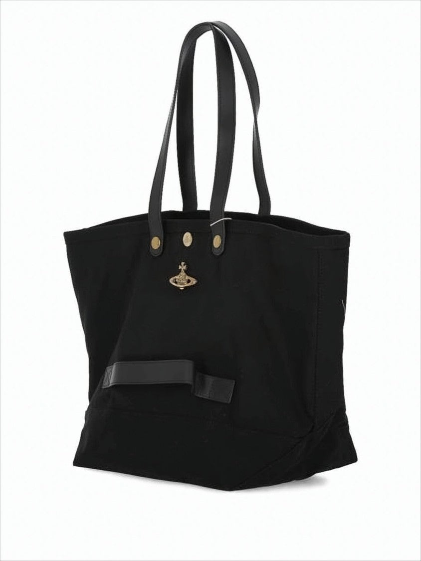 Vivienne Westwood Structured Canvas Shoulder Bag With Leather Accents