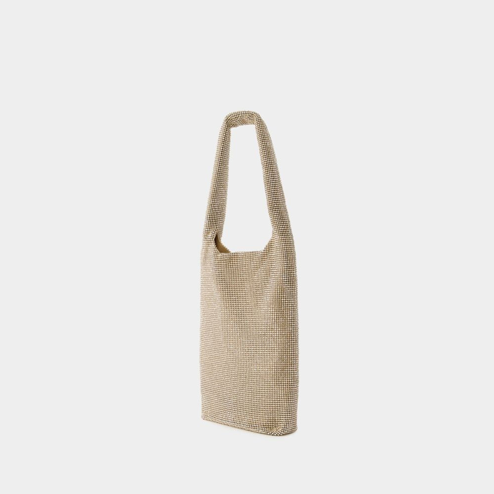 Kara Crystal Mesh Wine Cooler Shoulder Bag - Mesh - Beige
