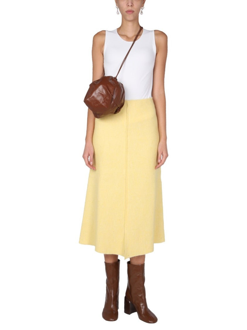 Jil Sander A-Line Yellow Midi Skirt