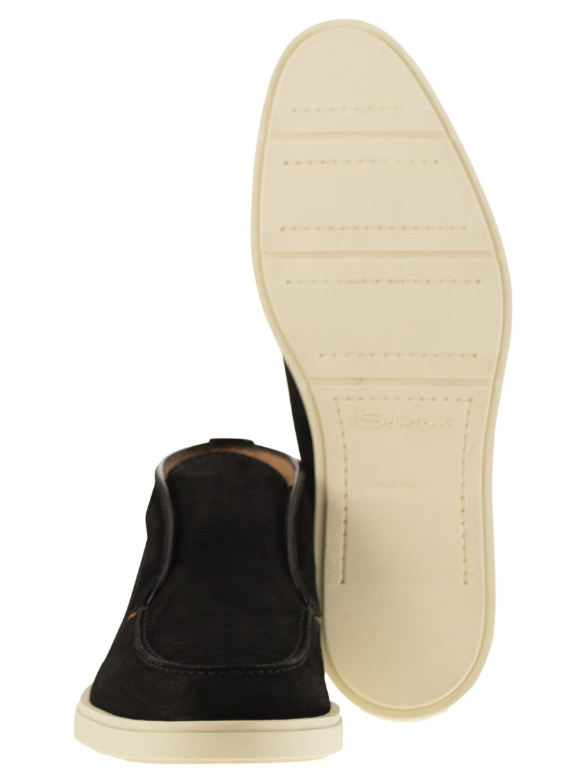 Santoni Black Suede Desert Boot