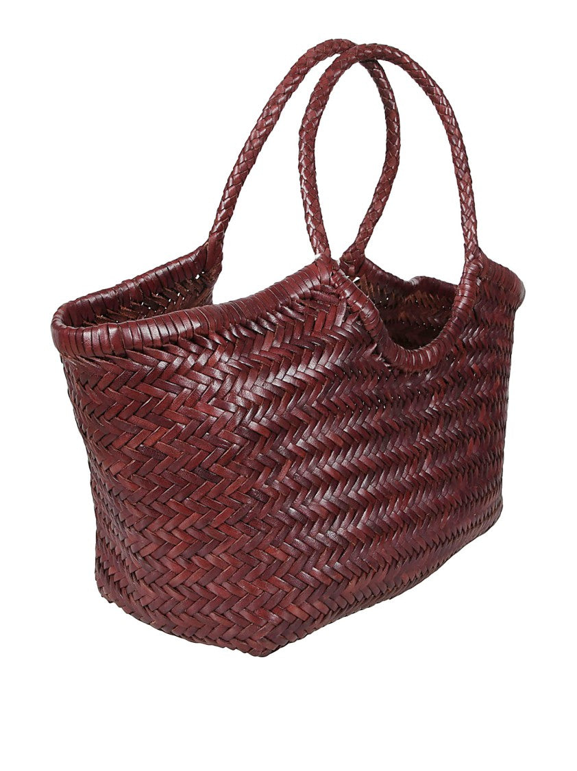 Dragon Diffusion Woven Brown Handbag With Rounded Handles
