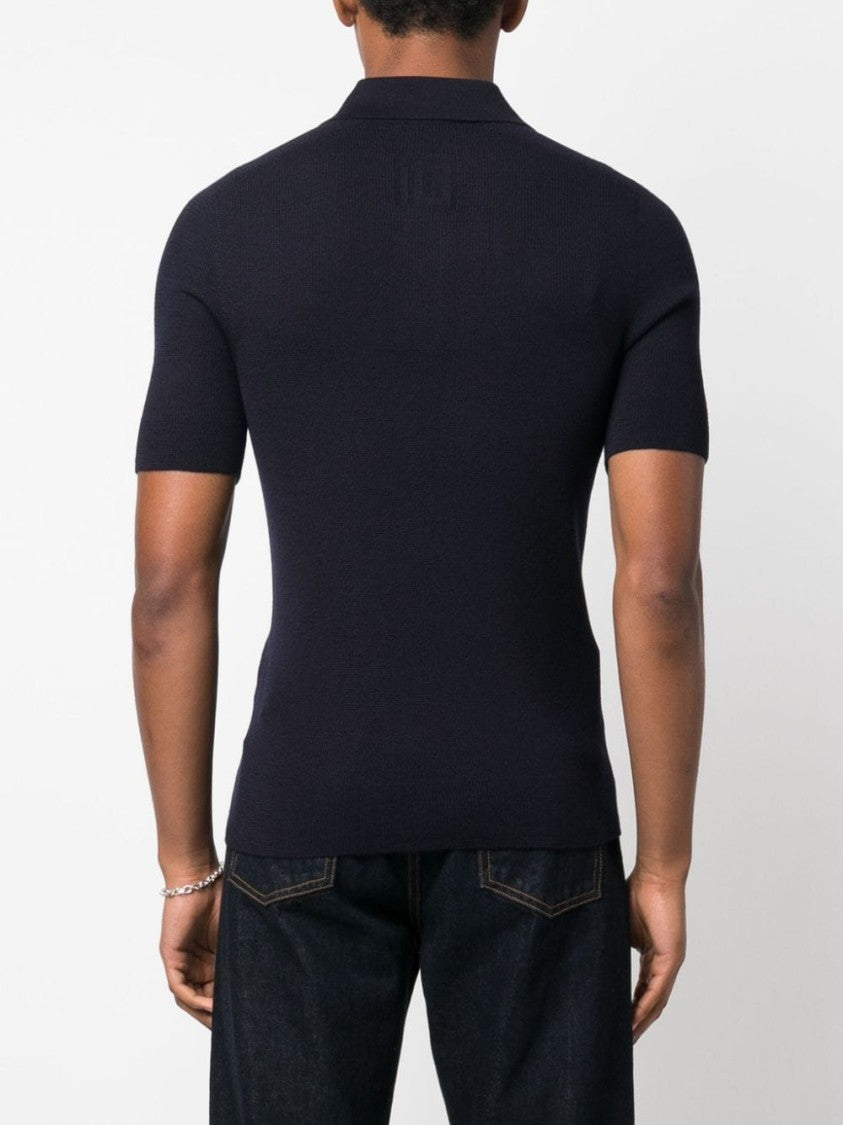 Balmain Logo-Patch Wool Polo Shirt