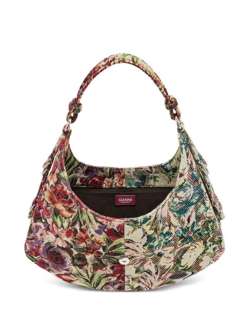 Ganni Shoulder Bag With Floral Tapestry Design