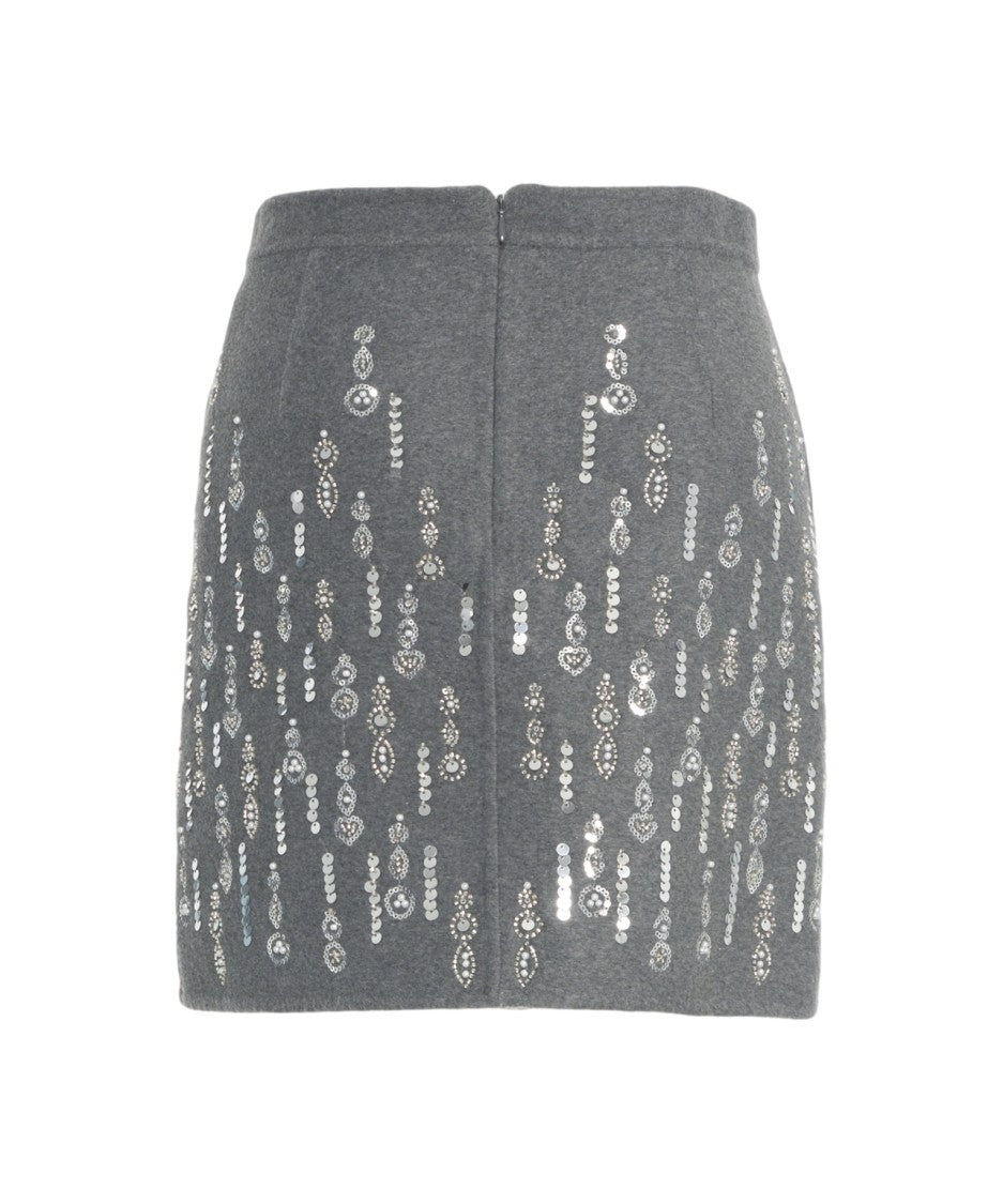 Solotre Mini Skirt With Vertical Sequin Appliqués