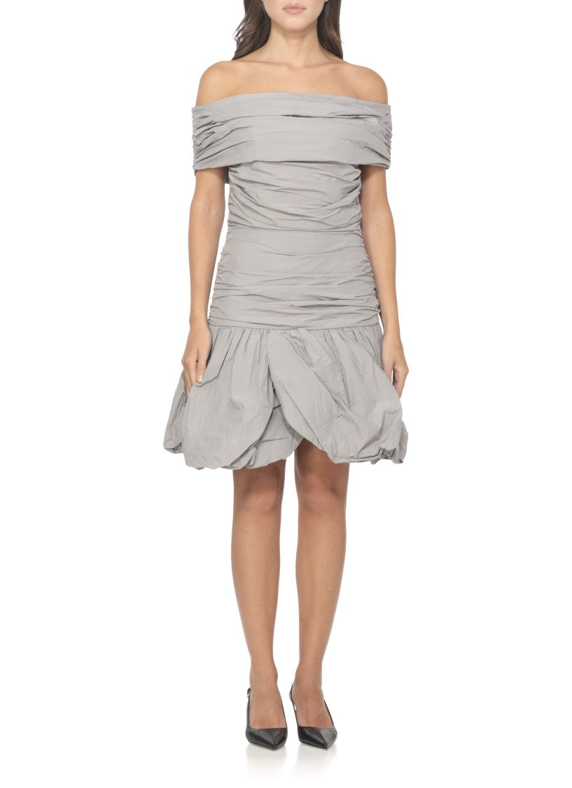 Rotate Draped Mini Dress With Rear Zip Closure