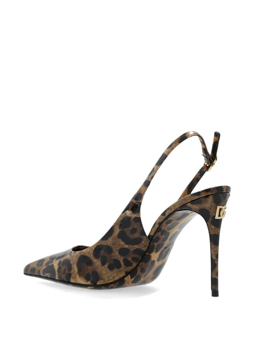 Dolce & Gabbana Brown Slingback Pumps With Dg Logo Detail
