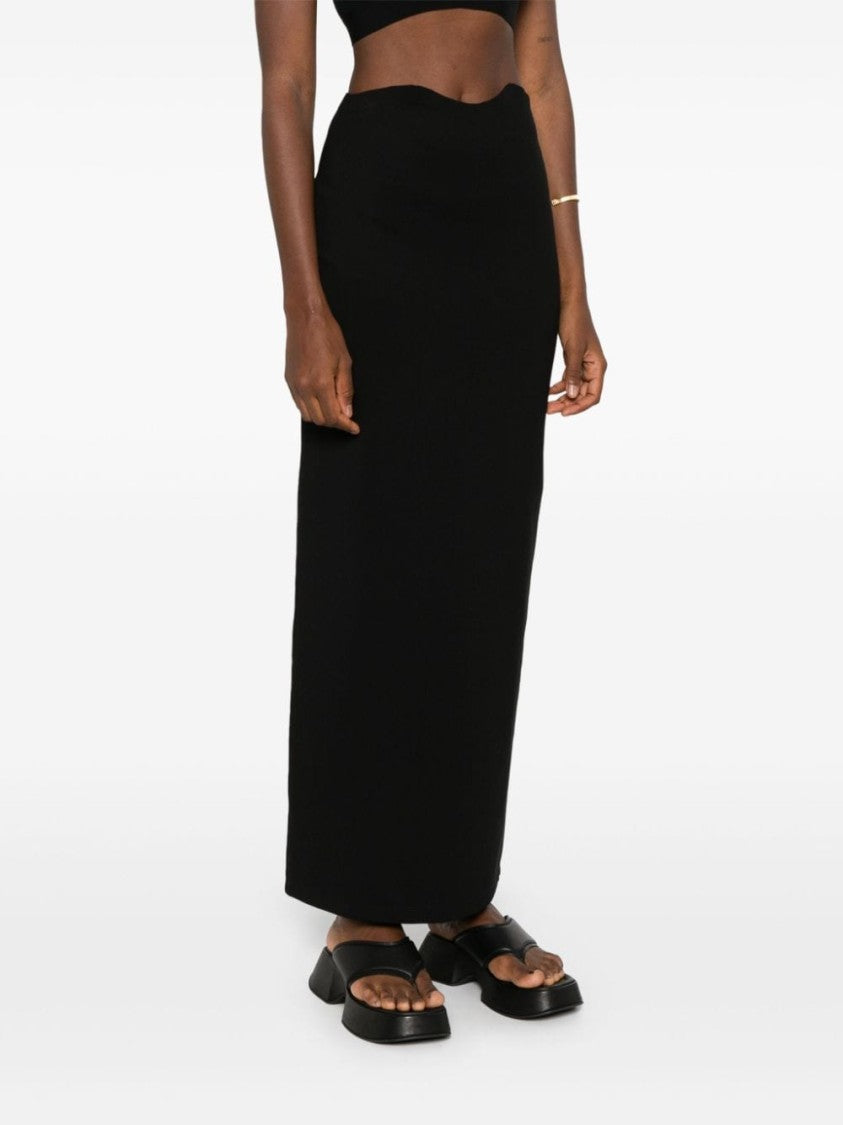 Staud Black Stretch-Design Jersey Logo Skirt