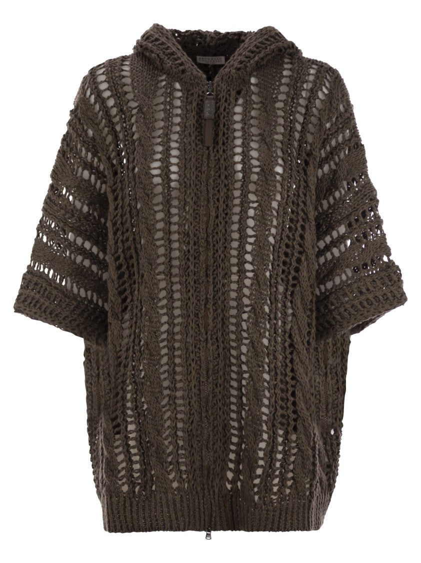 Brunello Cucinelli Cable & Mesh Jute And Cotton Cardigan