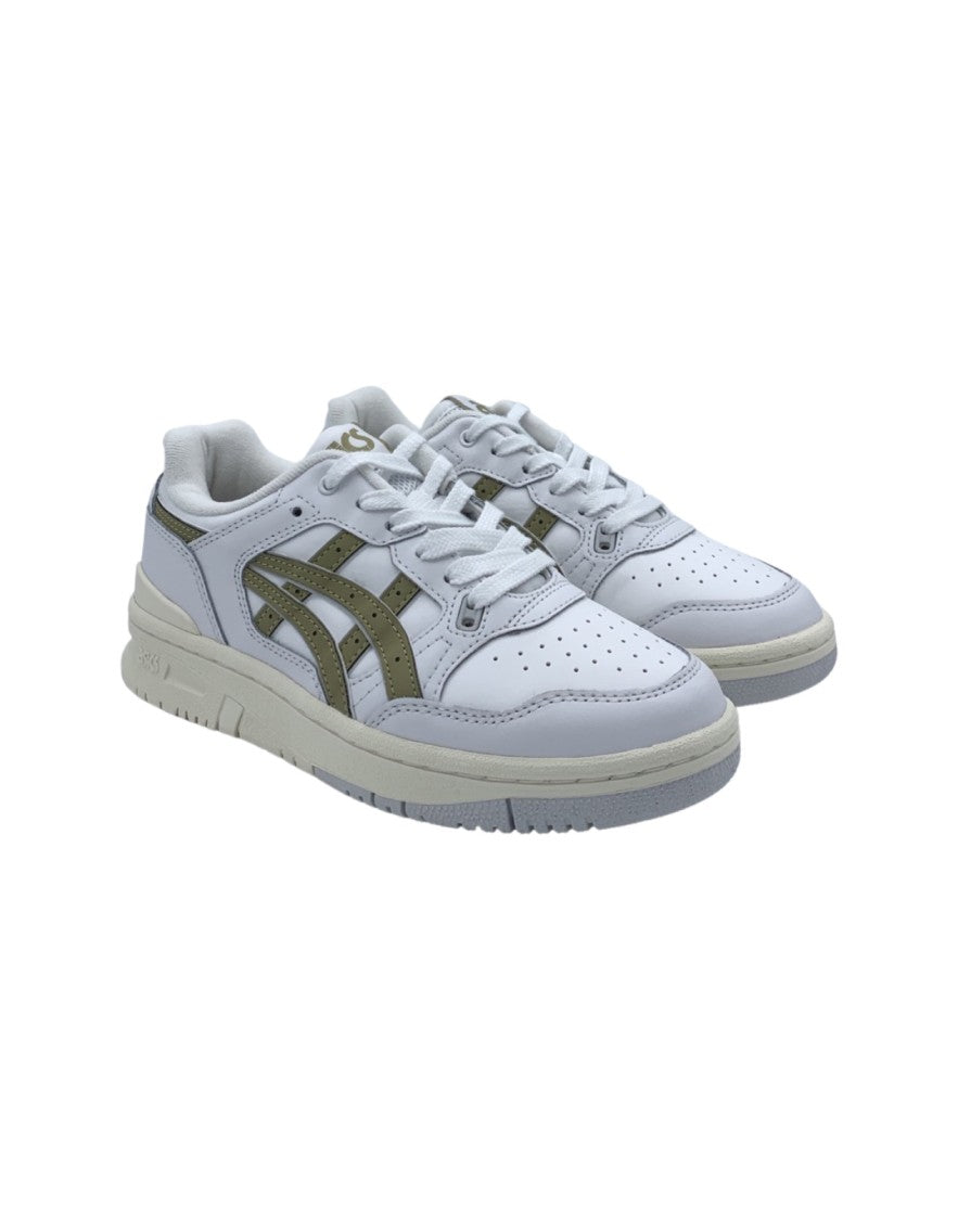 Asics White Sneakers With Midnight And Green Accents