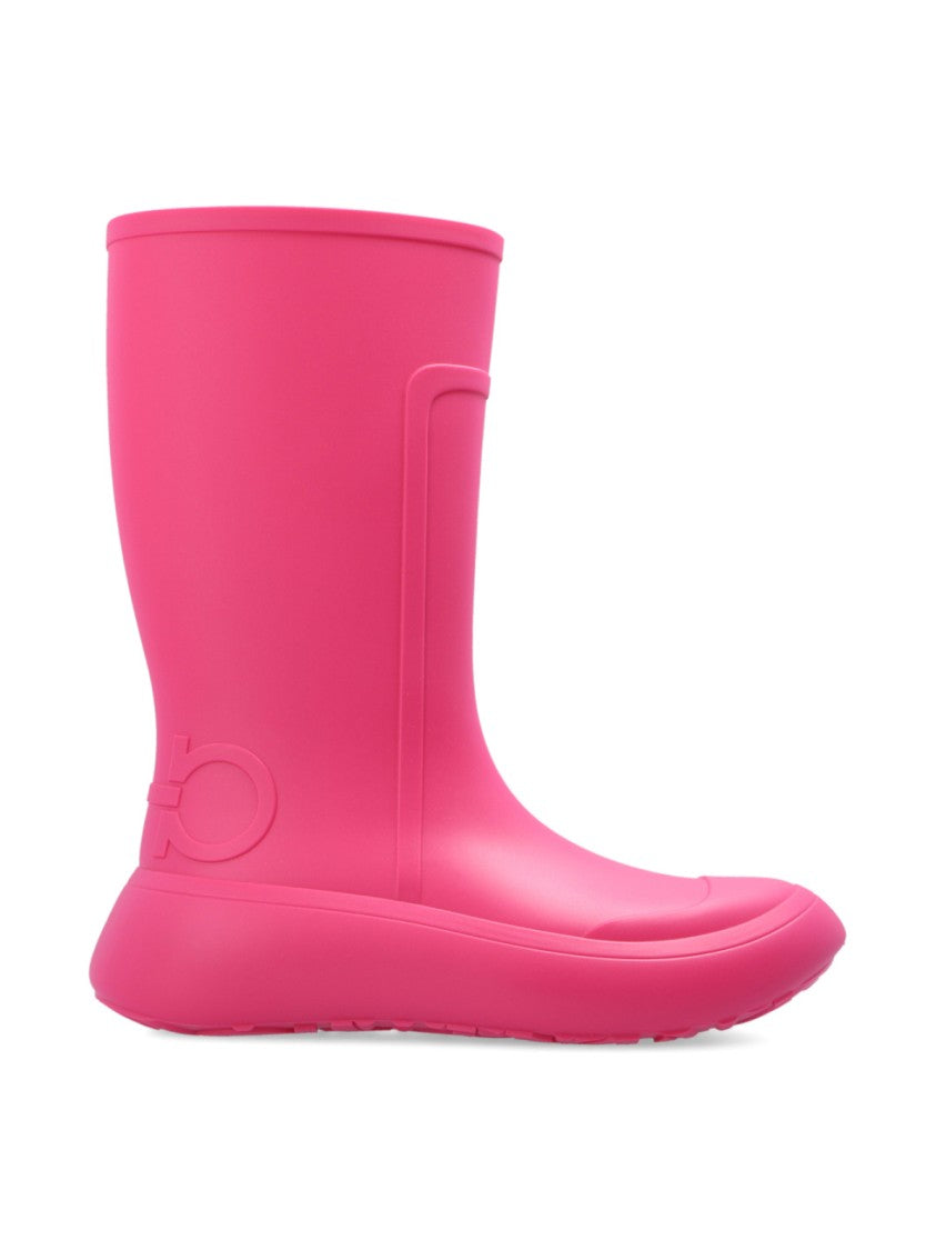 Ferragamo Rainboot Gancini Logo Ankle Boots