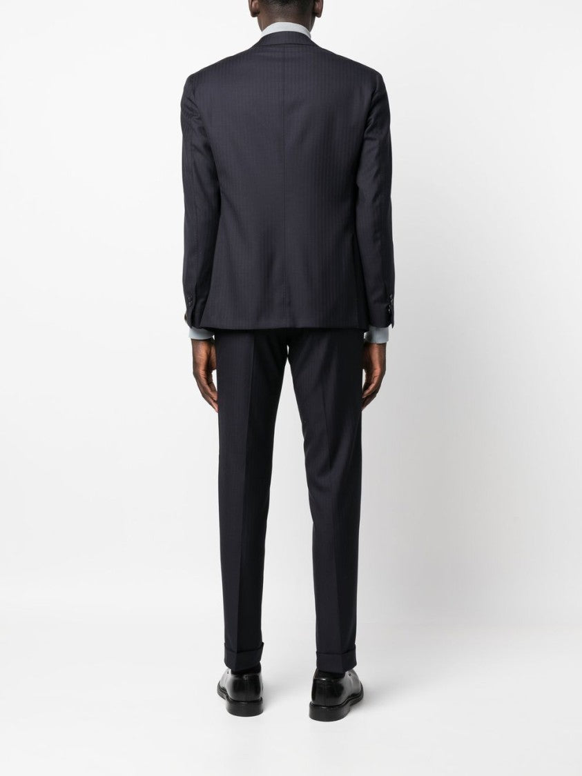 Corneliani Tailored Black Virgin Wool Suit