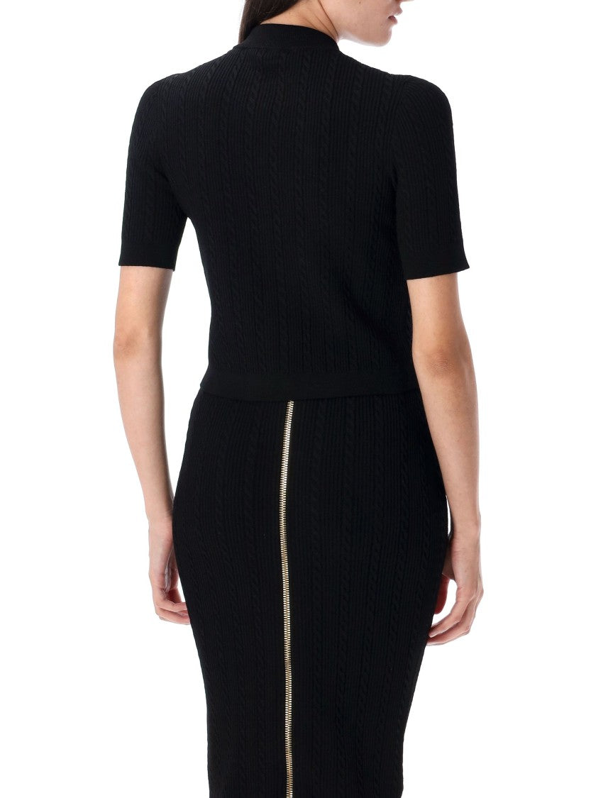 Balmain Ss Buttoned Torsade Knit Cardigan