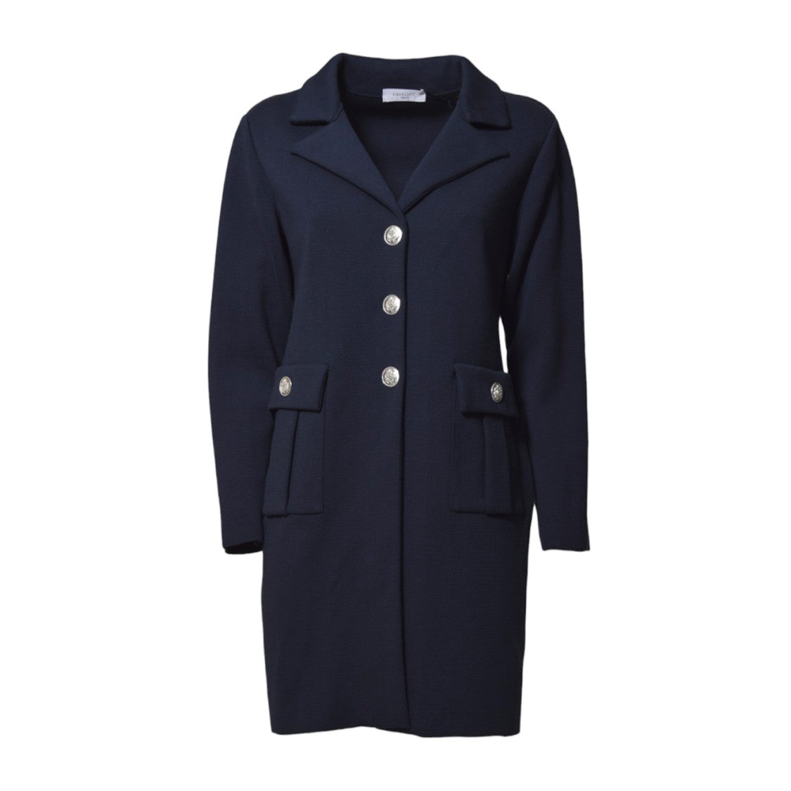 Charlott Blue Cotton Knit Midi Coat