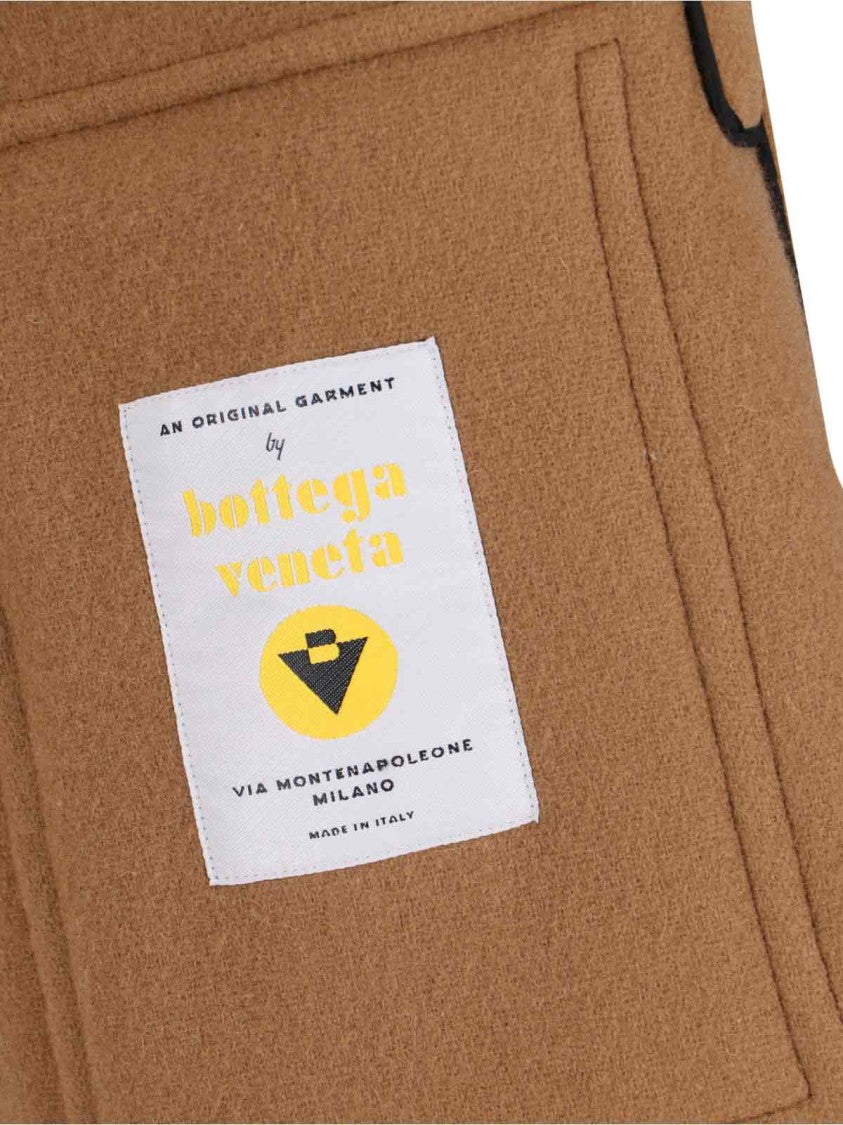 Bottega Veneta Brown Wool Duffle Coat With Hood And Braided Leather Fastenings